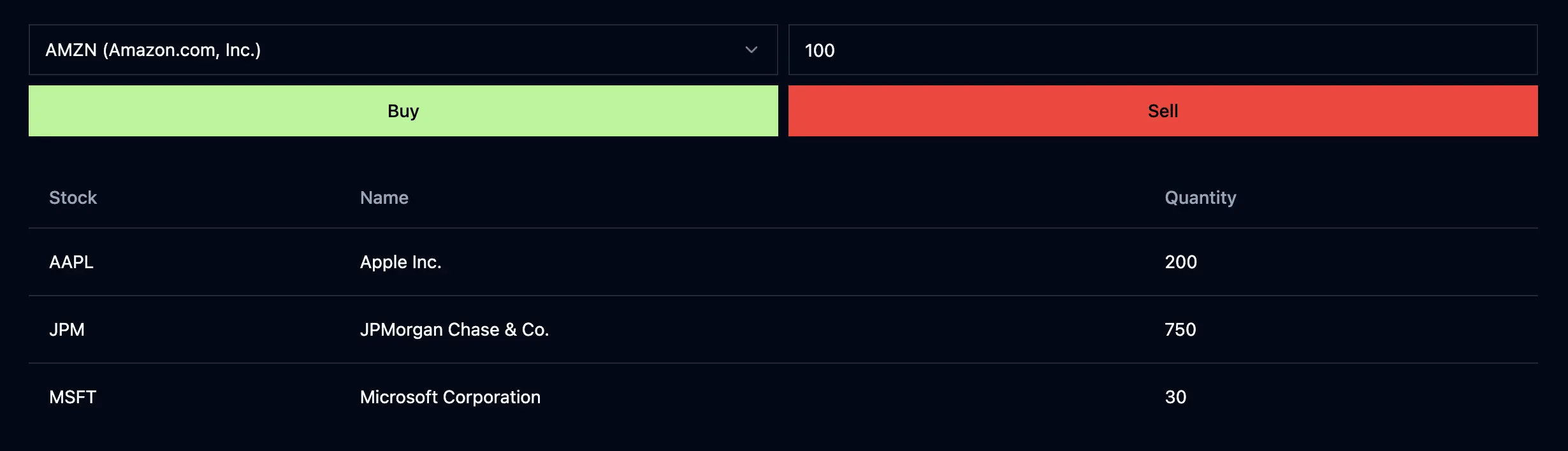 A simple trading app